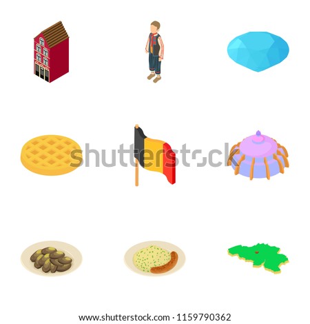 German yard icons set. Isometric set of 9 german yard vector icons for web isolated on white background
