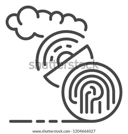 Fingerprint satellite signal icon. Outline fingerprint satellite signal vector icon for web design isolated on white background