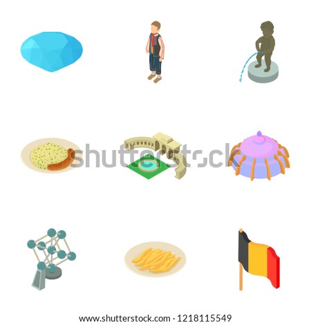 Deutschland icons set. Isometric set of 9 deutschland vector icons for web isolated on white background