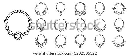 Pendant diamond jewelry icon set. Outline set of pendant diamond jewelry vector icons for web design isolated on white background