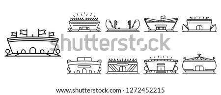 Arena sports stadium icon set. Outline set of arena sports stadium vector icons for web design isolated on white background