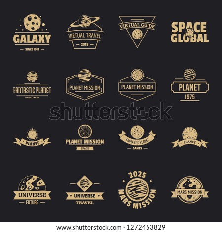 Space planet logo icons set. Simple illustration of 16 space planet logo vector icons for web