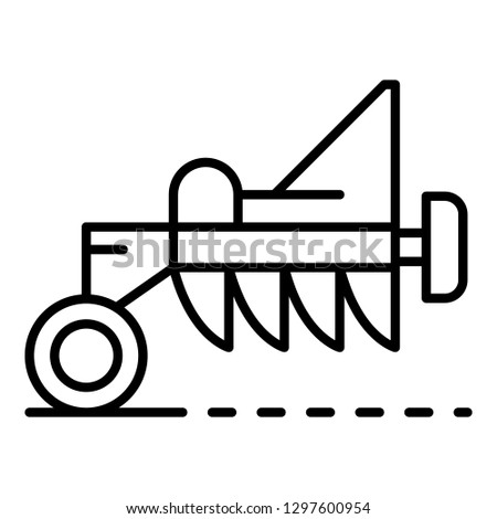 Tractor plough icon. Outline tractor plough vector icon for web design isolated on white background