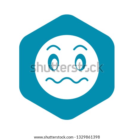 Suspicious emoticon icon in simple style isolated on white background