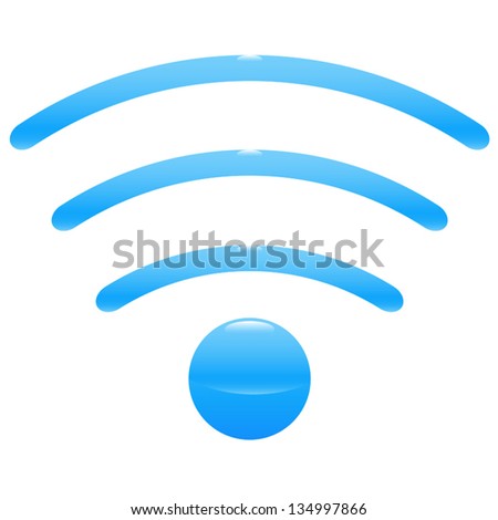 Bluetooth radio wave icon. Universal bluetooth radio wave to use for web and mobile UI. Blue bluetooth wave isolated on white background