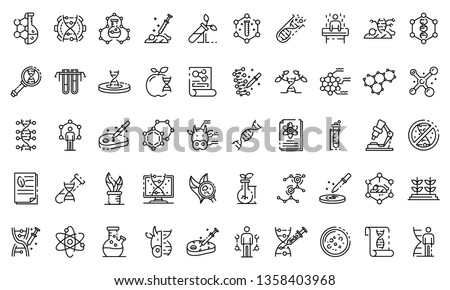 Genetic engineering icons set. Outline set of genetic engineering vector icons for web design isolated on white background