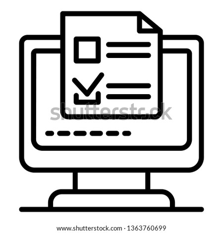 Online monitor vote icon. Outline online monitor vote vector icon for web design isolated on white background