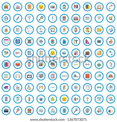 100 stationery icons set. Cartoon illustration of 100 stationery vector icons isolated on white background