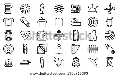 Tailor icons set. Outline set of tailor vector icons for web design isolated on white background