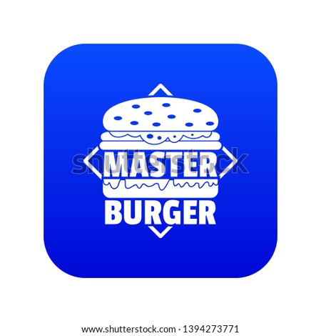 Master burger icon blue vector isolated on white background