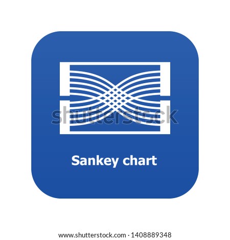 Sankey chart icon blue vector isolated on white background