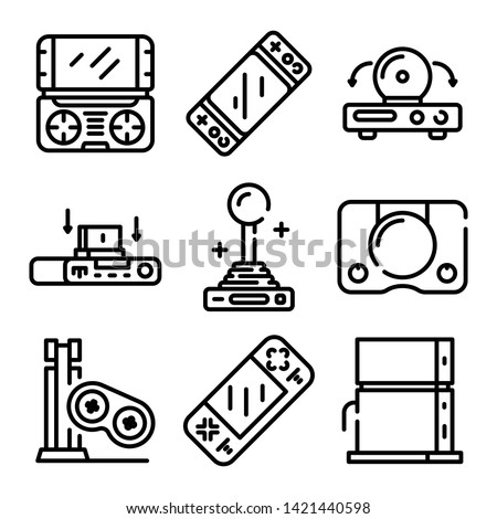 Console icons set. Outline set of console vector icons for web design isolated on white background