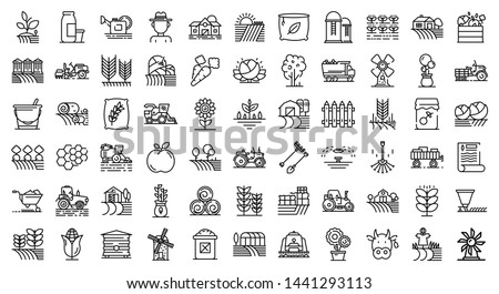 Farmer icons set. Outline set of farmer vector icons for web design isolated on white background