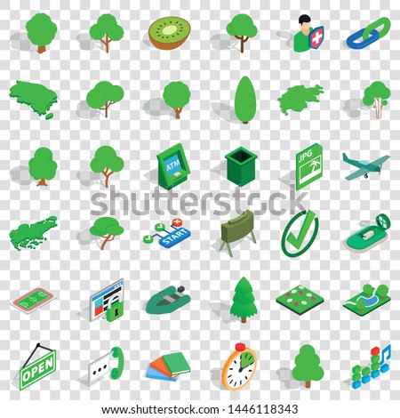 Apple icons set. Isometric style of 36 apple vector icons for web for any design