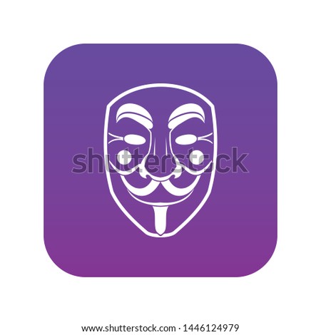 Vendetta mask icon digital purple for any design isolated on white vector illustration