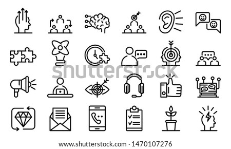 CRM icons set. Outline set of CRM vector icons for web design isolated on white background