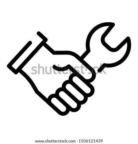 Wrench in hand icon. Outline wrench in hand vector icon for web design isolated on white background