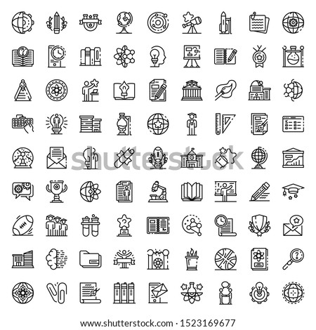 University icons set. Outline set of university vector icons for web design isolated on white background