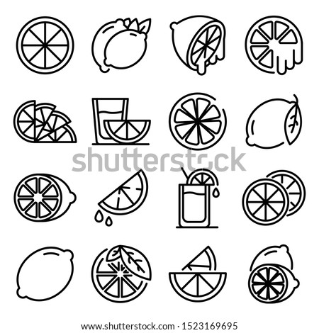 Lime icons set. Outline set of lime vector icons for web design isolated on white background