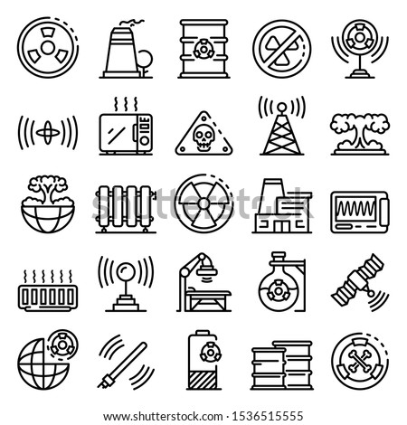 Radiation icons set. Outline set of radiation vector icons for web design isolated on white background