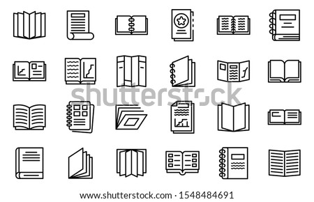 Catalogue icons set. Outline set of catalogue vector icons for web design isolated on white background