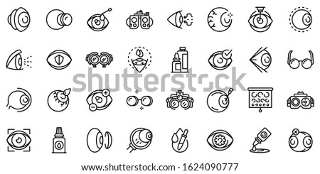 Optician icons set. Outline set of optician vector icons for web design isolated on white background
