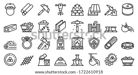 Metallurgy icons set. Outline set of metallurgy vector icons for web design isolated on white background