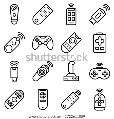 Remote control icons set. Outline set of remote control vector icons for web design isolated on white background