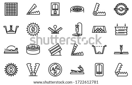 Animal trap icons set. Outline set of animal trap vector icons for web design isolated on white background