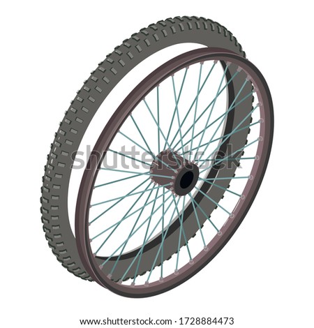 Bicycle wheel icon. Isometric illustration of bicycle wheel vector icon for web
