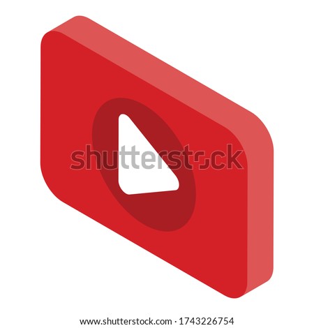 Video play button icon. Isometric of video play button vector icon for web design isolated on white background