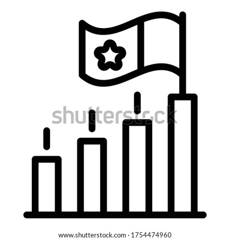 Rating graph and flag icon. Outline rating graph and flag vector icon for web design isolated on white background