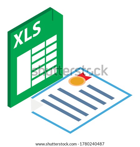 Xls file icon. Isometric illustration of xls file vector icon for web