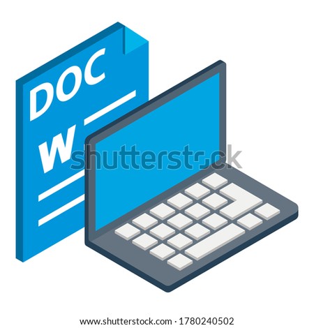 Doc file icon. Isometric illustration of doc file vector icon for web