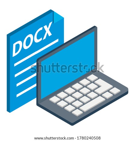 Docx file icon. Isometric illustration of docx file vector icon for web