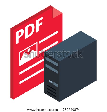 Pdf file icon. Isometric illustration of pdf file vector icon for web