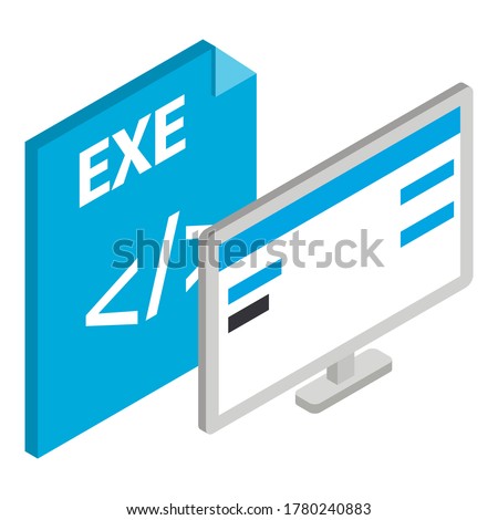 Exe file icon. Isometric illustration of exe file vector icon for web
