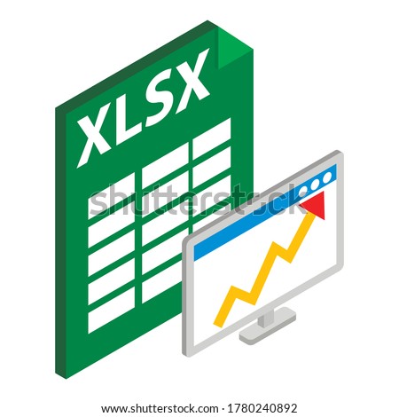 Xlsx file icon. Isometric illustration of xlsx file vector icon for web