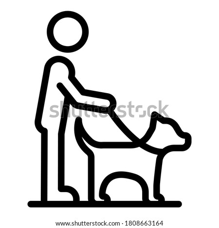 Blind man with dog icon. Outline blind man with dog vector icon for web design isolated on white background