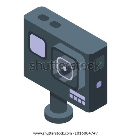 Waterproof action camera icon. Isometric of waterproof action camera vector icon for web design isolated on white background
