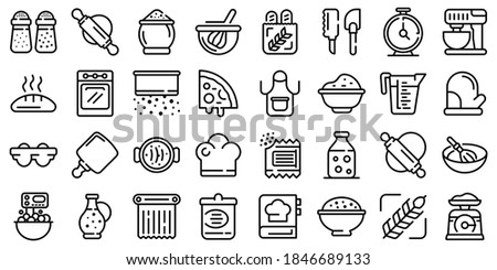 Dough icons set. Outline set of dough vector icons for web design isolated on white background