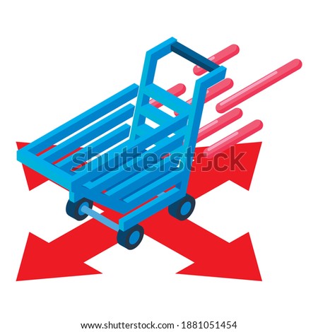 Fast shopping icon. Isometric illustration of fast shopping vector icon for web