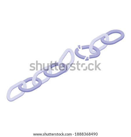 Broken metal chain icon. Isometric of broken metal chain vector icon for web design isolated on white background