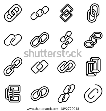 Chain link icons set. Outline set of chain link vector icons for web design isolated on white background