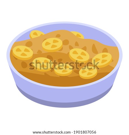 Bowl cereal flakes icon. Isometric of bowl cereal flakes vector icon for web design isolated on white background