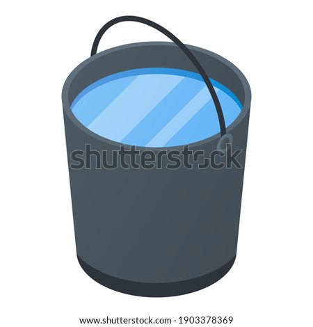 Full water bucket icon. Isometric of full water bucket vector icon for web design isolated on white background