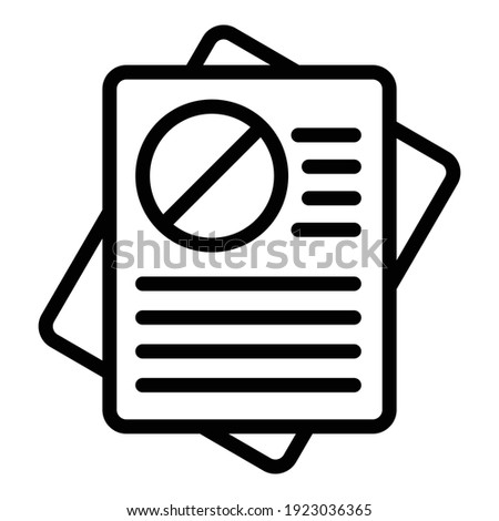 Rejected documents icon. Outline rejected documents vector icon for web design isolated on white background