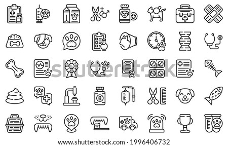 Veterinary clinic icons set. Outline set of veterinary clinic vector icons for web design isolated on white background