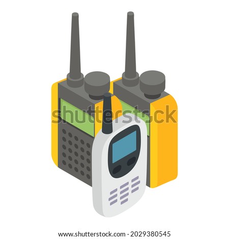 Walkie talkie icon isometric vector. Touristic walkie talkie radio transceiver. Modern portable handheld radio device