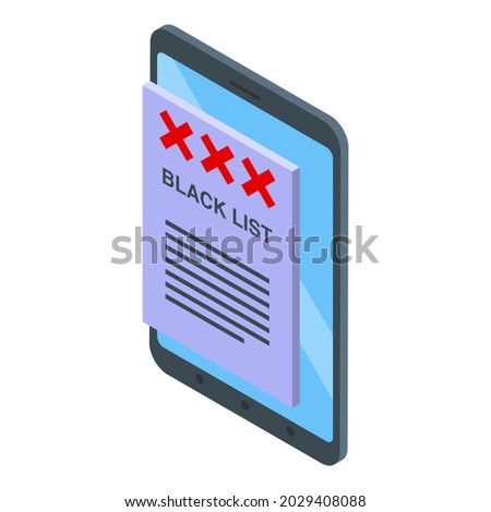 Blacklist tablet icon isometric vector. Banned user. Device expel